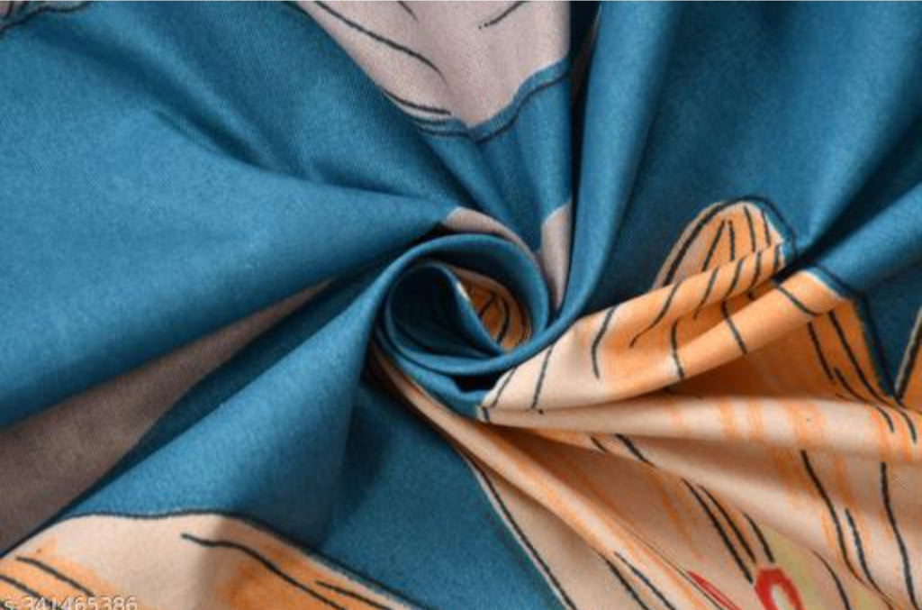 Super Soft Glace Cotton All Round Elastic Fitted Double Bed Bedsheet with 2 Pillow Covers-72x78x8