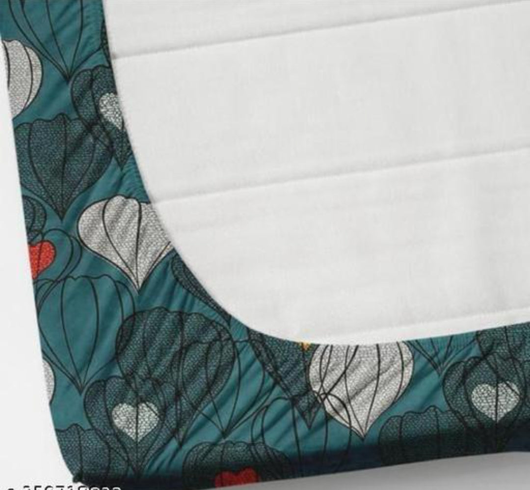 Super Soft Glace Cotton All Round Elastic Fitted Double Bed Bedsheet with 2 Pillow Covers-72x78x8