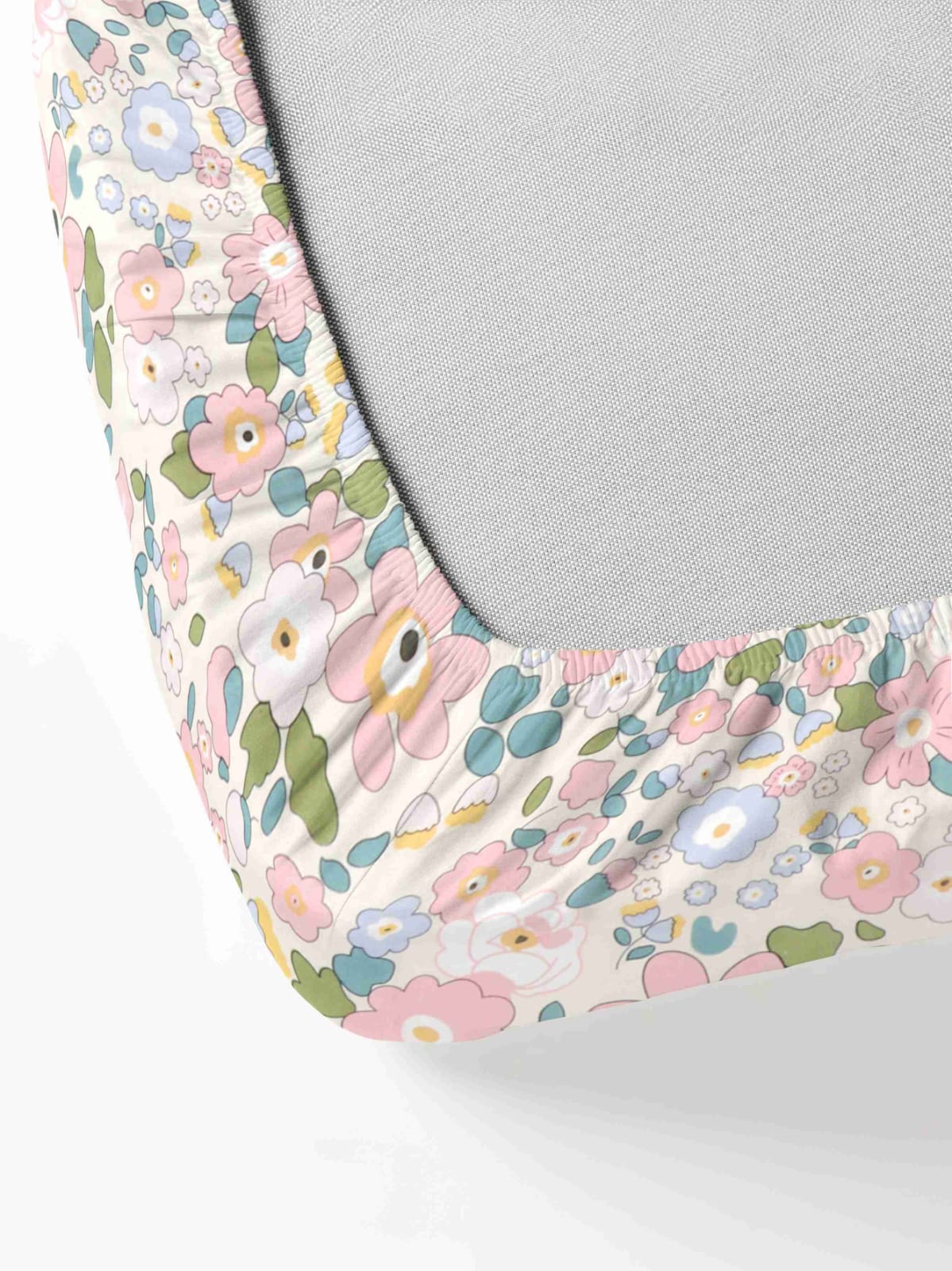 Super Soft Glace Cotton All Round Elastic Fitted Double Bed Bedsheet with 2 Pillow Covers-72x78x8