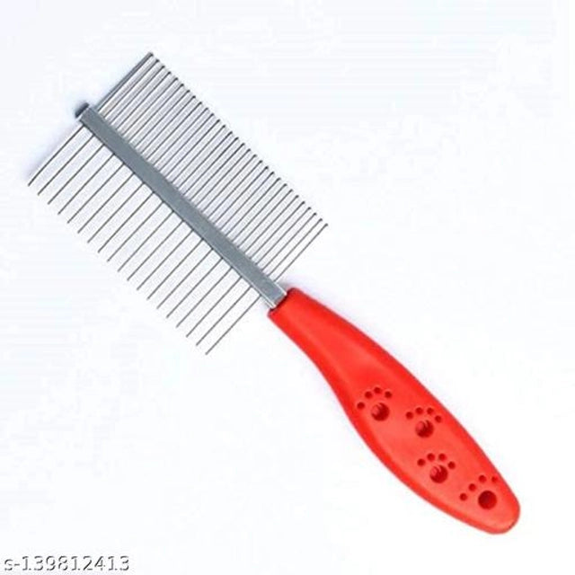 Stainless Steel Double Sided Flea Comb (Red)